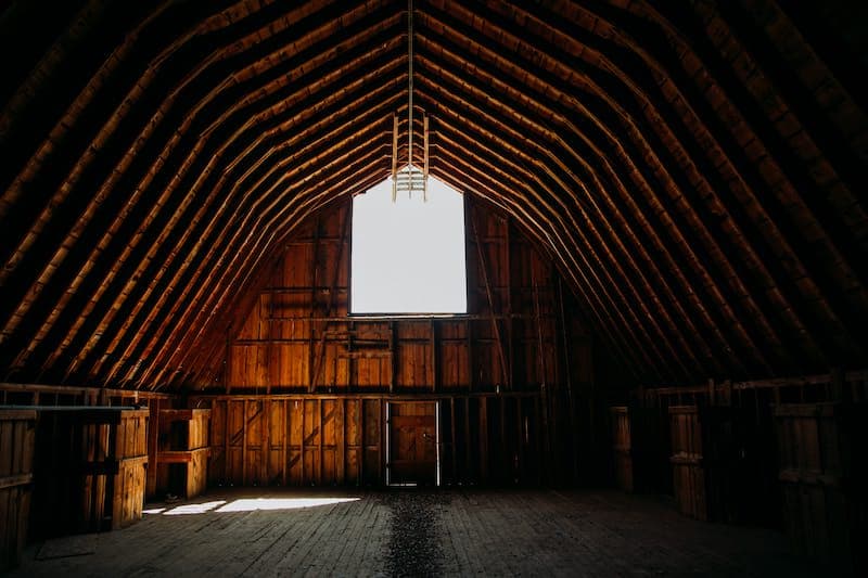 Inside the barn